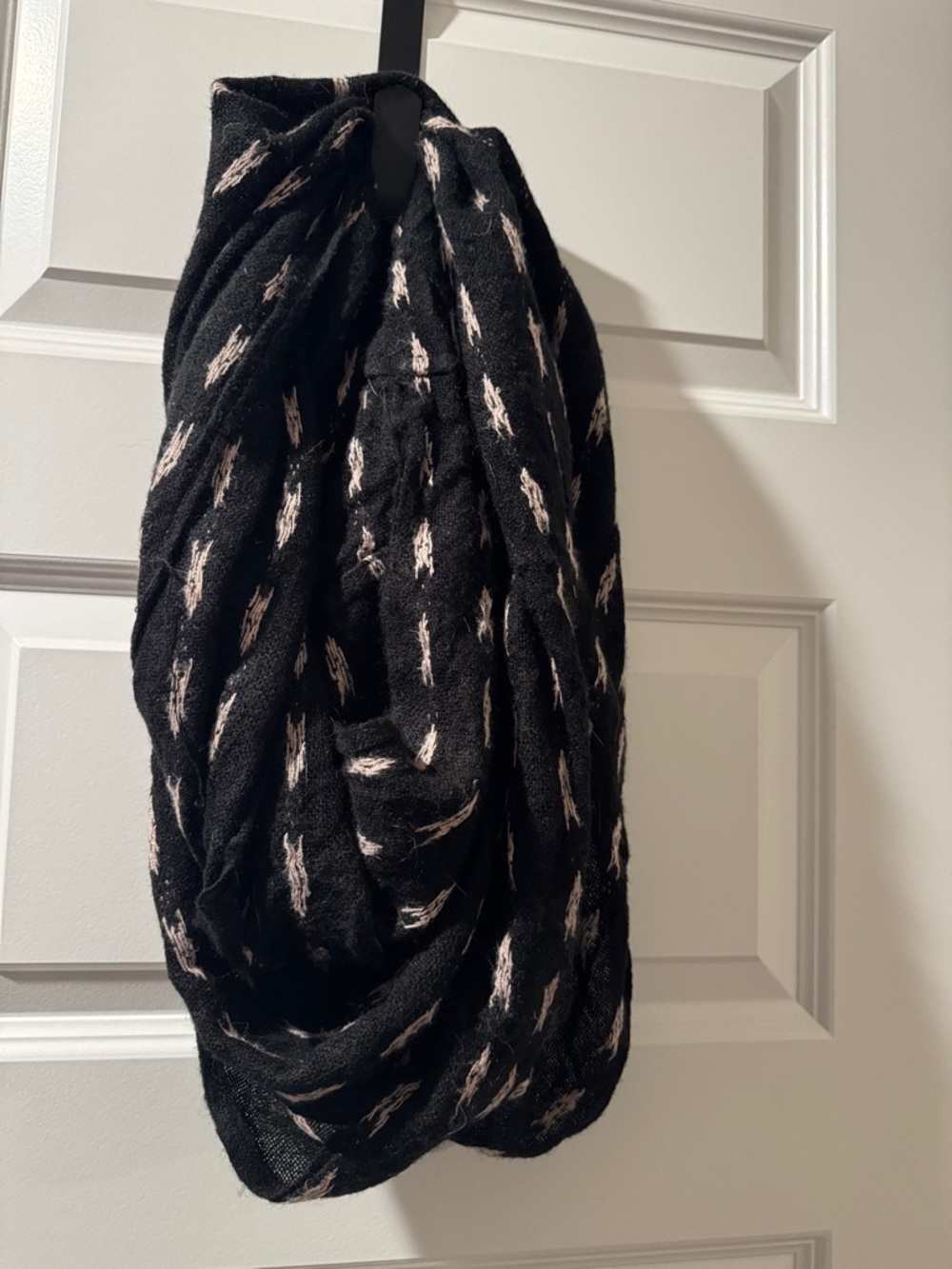 Black Infinity Scarf with Light Pink Fleck Pattern